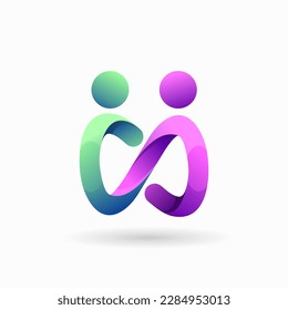 diseño de logotipo de iconos de personas infinitas