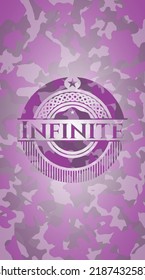 Infinite pink written on a camo texture. Vector Illustration. Detailed. 