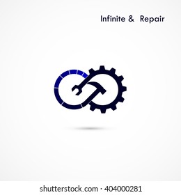 Infinite repair logo elements design.Maintenance service and engineering creative symbol.Business and industrial concept.Vector illustration