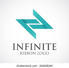 Infinite ribbon or line connection abstract vector and logo design or template business group icon of company or corporate identity symbol concept