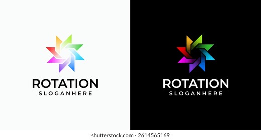 Infinite rotation vector logo design with arrow in modern, simple, clean and abstract style. Icon for business, research, technology and personal branding.