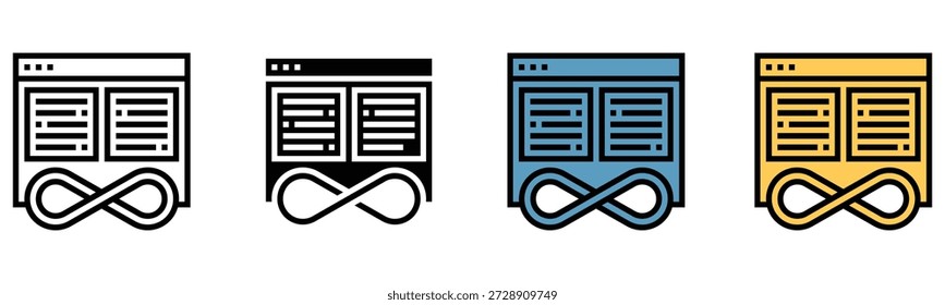 Infinite scroll web page icon depicting continuous content and endless browsing