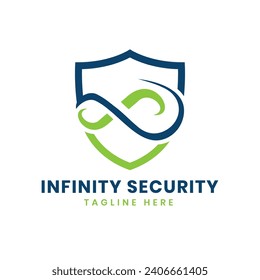 Infinite Security Logo design Creative  modern minimal concept with shield and infinity loop sign template