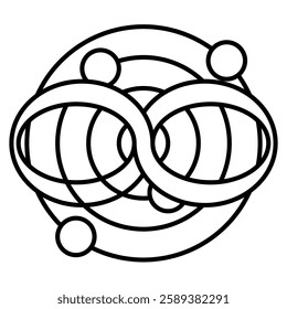 Infinite Space icon represented by galaxy, invinity symbol Line style.