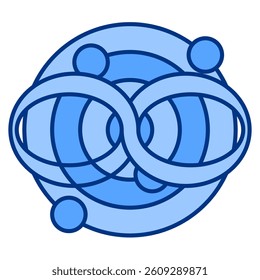 Infinite Space icon represented by galaxy, invinity symbol Blue style.