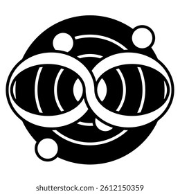 Infinite Space icon represented by galaxy, invinity symbol Black Filled style.