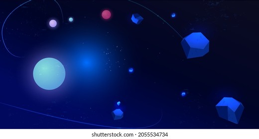 Infinite Space Vector Background With Stars and galactic meteorites