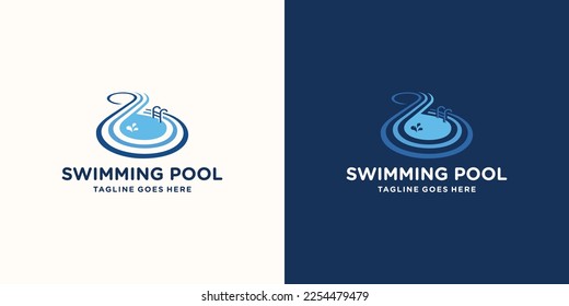 infinite swimming pool logo vector design template.