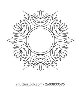 Infinite Swirls Mandala in Black and White Coloring Book Page