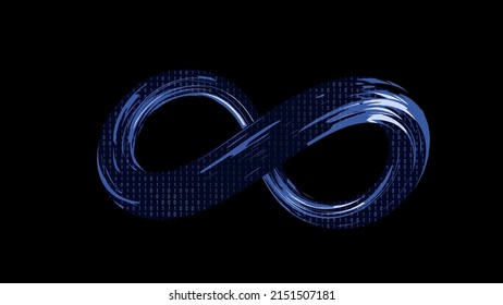 Infinite symbol community connection of metaverse world global network technology system and abstract loop sign element on innovation digital communication.