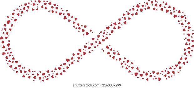 Infinite symbol composed of peach hearts, Love has infinite possibilities, The power of love, vector Illustration, Transparent background EPS