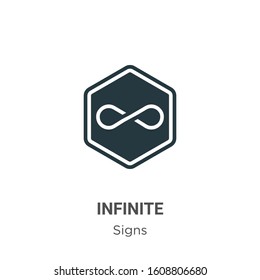 Infinite symbol glyph icon vector on white background. Flat vector infinite symbol icon symbol sign from modern signs collection for mobile concept and web apps design.