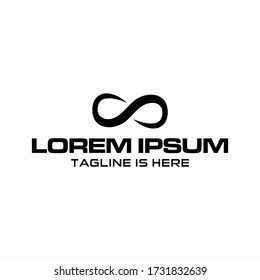 The infinite symbol logo design is black.