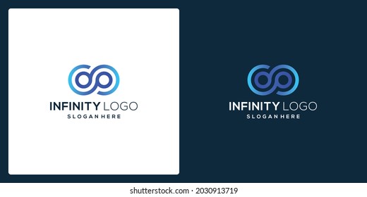 infinite symbol shape with tech model and gradient color.