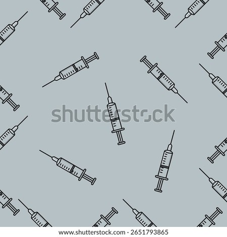 Infinite syringe pattern on grey background, Abstract background seamless pattern.