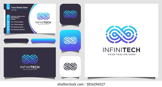 infinite tech Logo designs Template. loop combined with line infinity sign