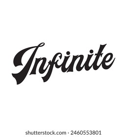 infinite text on white background.