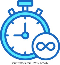 Infinite Time Icon Blue Color Vector Illustration