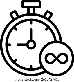 Infinite Time Icon Outline Vector Illustration