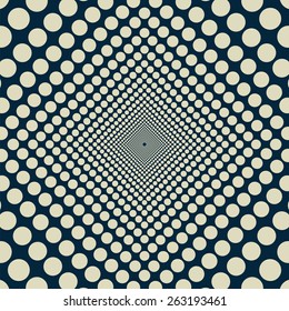 Infinite uniformly decreasing disappearing into the depths of the tunnel screen circles. Futuristic background for cosmic design. Blue colors.