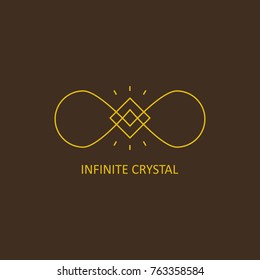 Infinite Or Unlimited Crystal Outline Monoline Thin Line Luxury Style Logo Mark