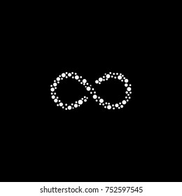 Infinite or unlimited icon made from dots logo template