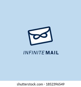 infinite unlimited mail logo with infinity icon on letter vector logo template