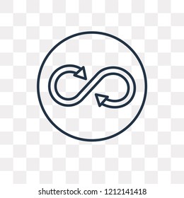 Infinite vector outline icon isolated on transparent background, high quality linear Infinite transparency concept can be used web and mobile