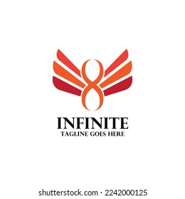 Infinito con el diseño del logotipo del ala y del número 8