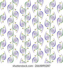 An infinitely repeating pattern featuring abstract shapes in various pastel colors on a black background. Perfect for textiles, wallpapers, digital backgrounds, and modern graphic projects.