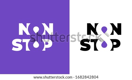 Infiniti logotypes logo non stop symbols on purple and white background. Editable. Isolated illustration