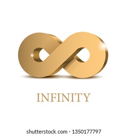 Infinity 3d gold Symbol. Poster template. Vector illustration