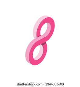 Infinity 3d vector icon isometric pink and blue color minimalism illustrate