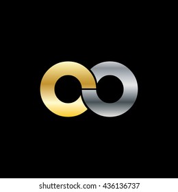 Infinity Abstract Logo Gold Silver Black Background