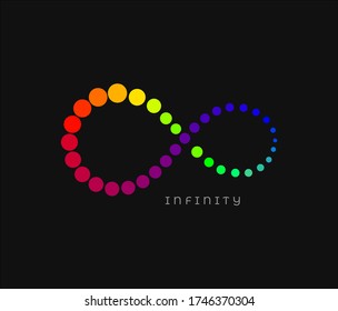 infinity abstract logo and symbol, vector isolated on black background.