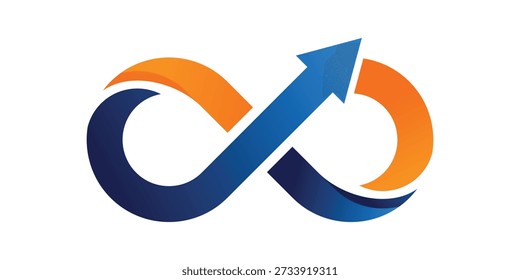  logotipo infinito e seta com símbolo incolor infinito 
