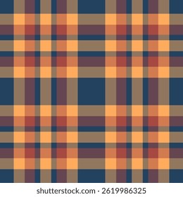 Infinity background pattern tartan, deep textile texture check. Rural seamless fabric plaid vector in orange and cyan colors palette.