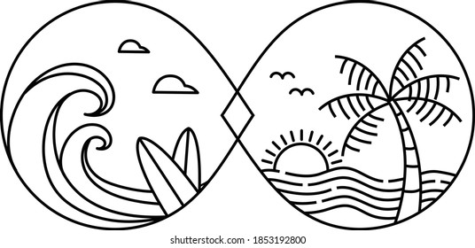 infinity beach ocean logo line art