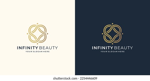 plantilla de logotipo de estilo de arte de línea de belleza infinita. diseño de icono infinito de bucle de forma de línea de concepto creativo.