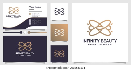 Logo de belleza infinita abstracto con concepto de arte de línea creativa Vector Premium