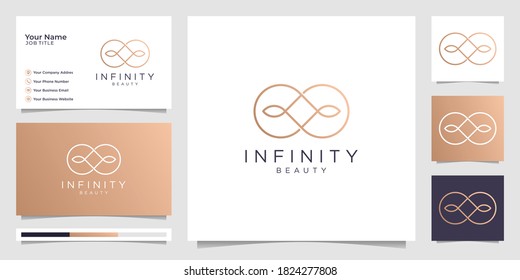 Infinity beauty minimalist logo and business card design, beauty, infinity, concept, life, premium.Premium Vector