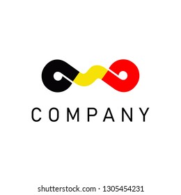 Infinity belgium logo.  Asa letter logo. Black yellow red colors logo