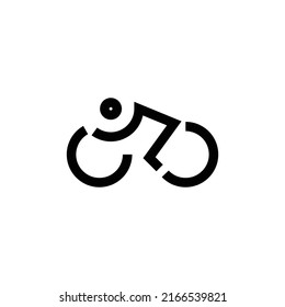 Infinity Biker Logo. cyclist logo by combining infinity symbol and bicycle shape