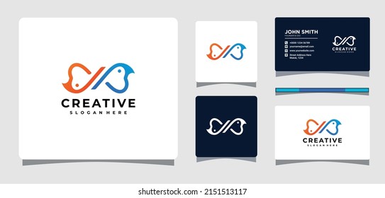 Infinity Bird Logo Template With Business Card Design Inspiration