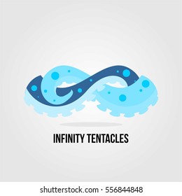 Infinity Blue Octopus Tentacle Unique Creative Logo For Business, Company, And Start Up With Grey Background