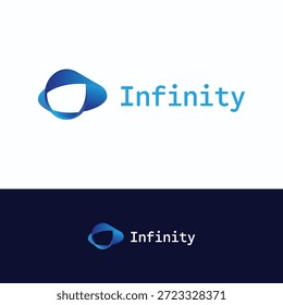 Logotipo de la cinta azul del infinito. Logotipo creativo de diseño de ingeniería de tiras 3D mobius.