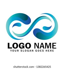 Infinity Blue Wave Vector Logo Template, Infinity Design, Infinity Symbol