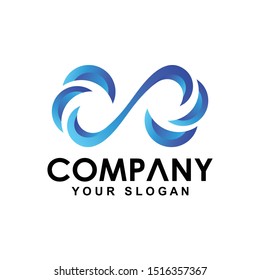 Infinity blue wave vector logo template, infinity design, infinity symbol