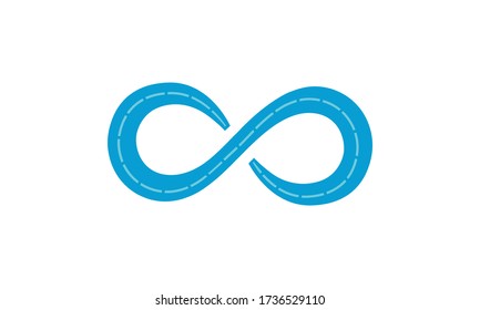 Unendliche blaue, kurvenförmige Logo-Design-Abbildung auf weißem Hintergrund