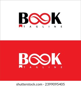 logotipo del libro infinito, símbolo de bucle y marcador